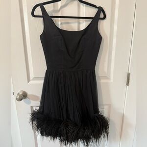 Vintage Black Dress with Ostrich Feather Hem